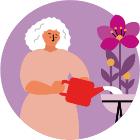 Femme arrose une fleur