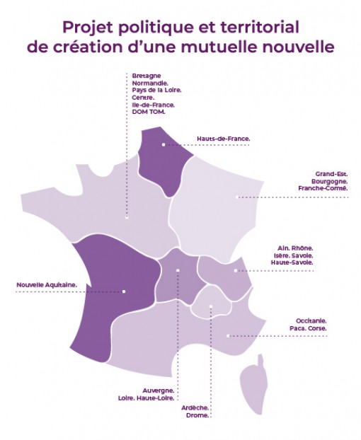 Carte "Projet politique et territorial de création d'une mutuelle nouvelle"