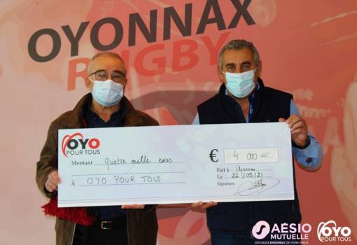Remise de chèque Aésio mutuelle, Oyonnax Rugby "OYO POUR TOUS"
