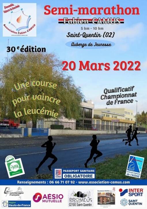 Affiche semi-marathon Saint Quentin (02), association Fabien Camus