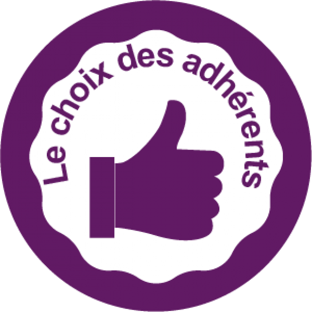 Pastille pouce levé violet "Choix des adhérents"
