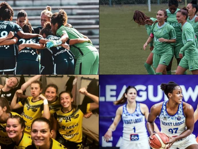 Equipes de basket, foot, hand féminines. ASSE, Bourges Basket