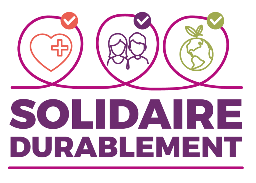 logo Solidaire durablement, 3 coeurs entourés
