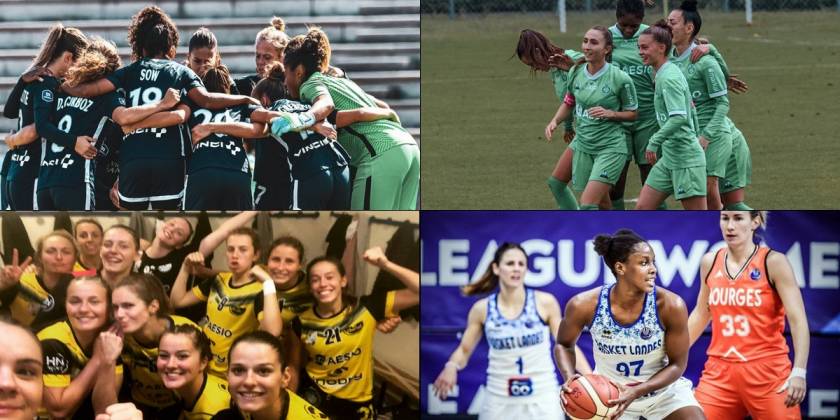 Equipes de basket, foot, hand féminines. ASSE, Bourges Basket
