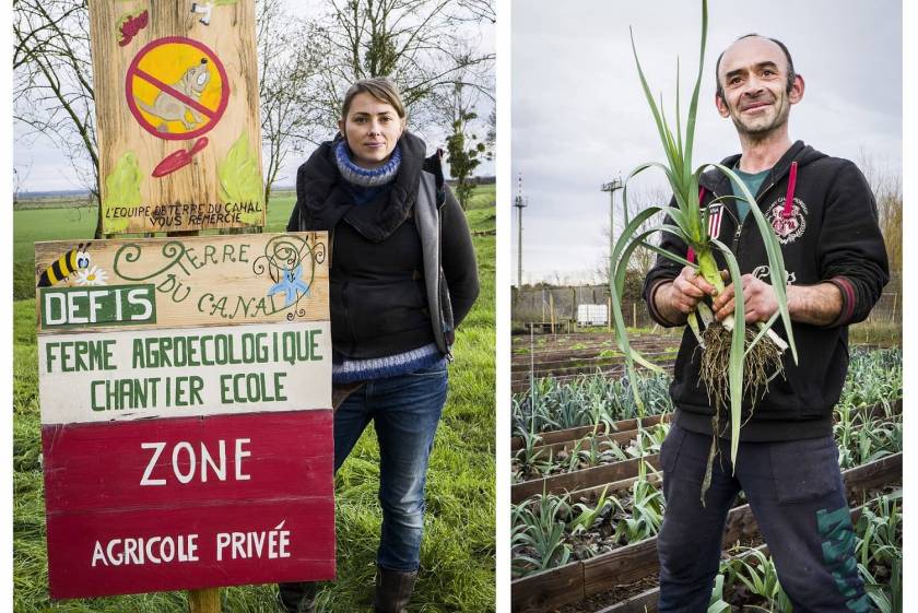 Anaïs, encadrante et Michel, salarié polyvalent de la ferme agroécologique - chantier insertion Défis 52