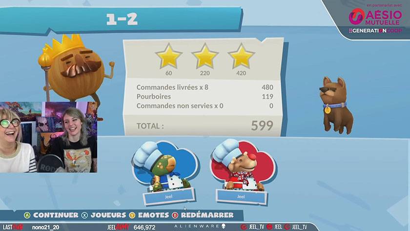 Françoise et Jeel jouent à overcooked
