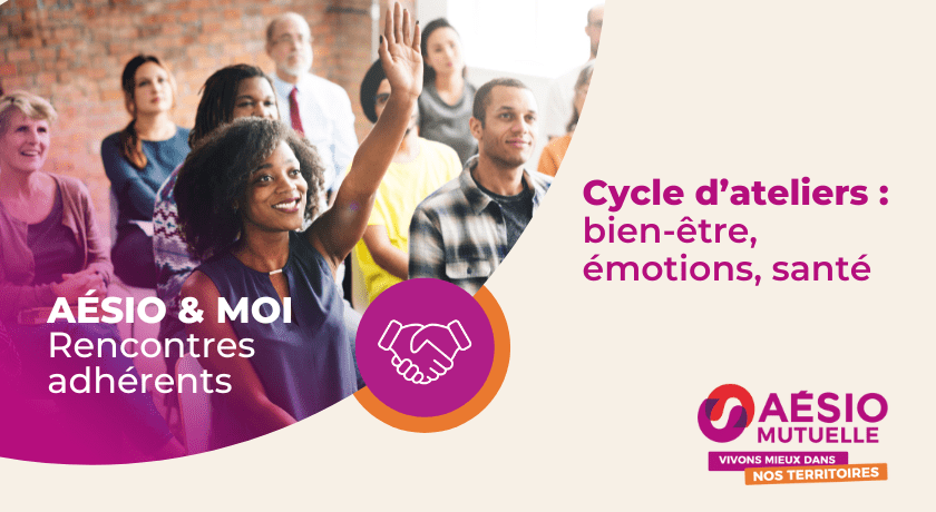 Affiche AÉSIO & MOI cycle d'ateliers bien-être, émotions et santé