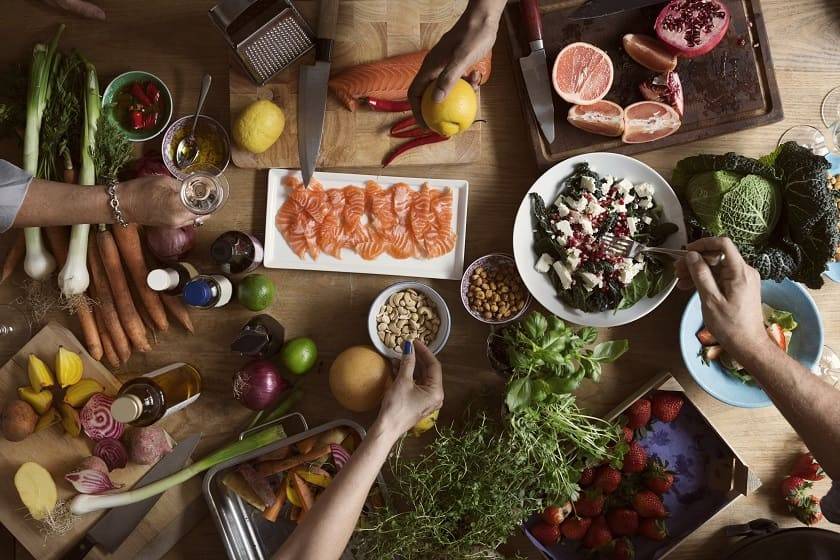 Poissons, légumes et graines