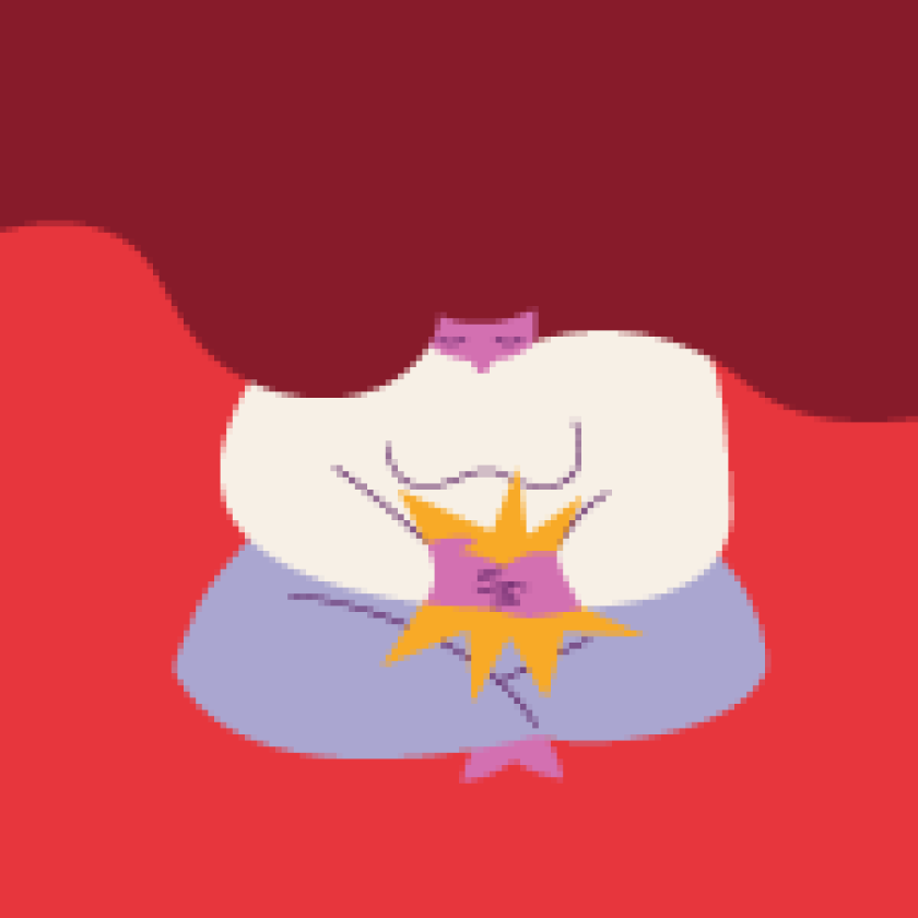 Dessin d'une femme assise en tailleur