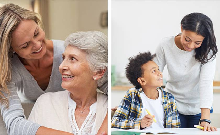fille avec sa mere et un fils avec sa mere